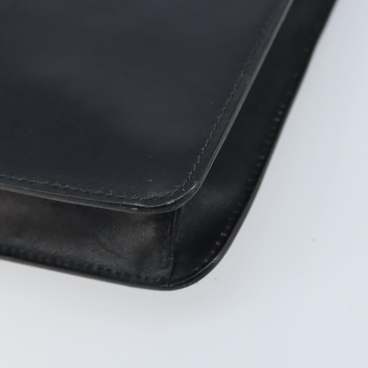 CELINE Shoulder Bag Leather Black Gold Auth ki6485