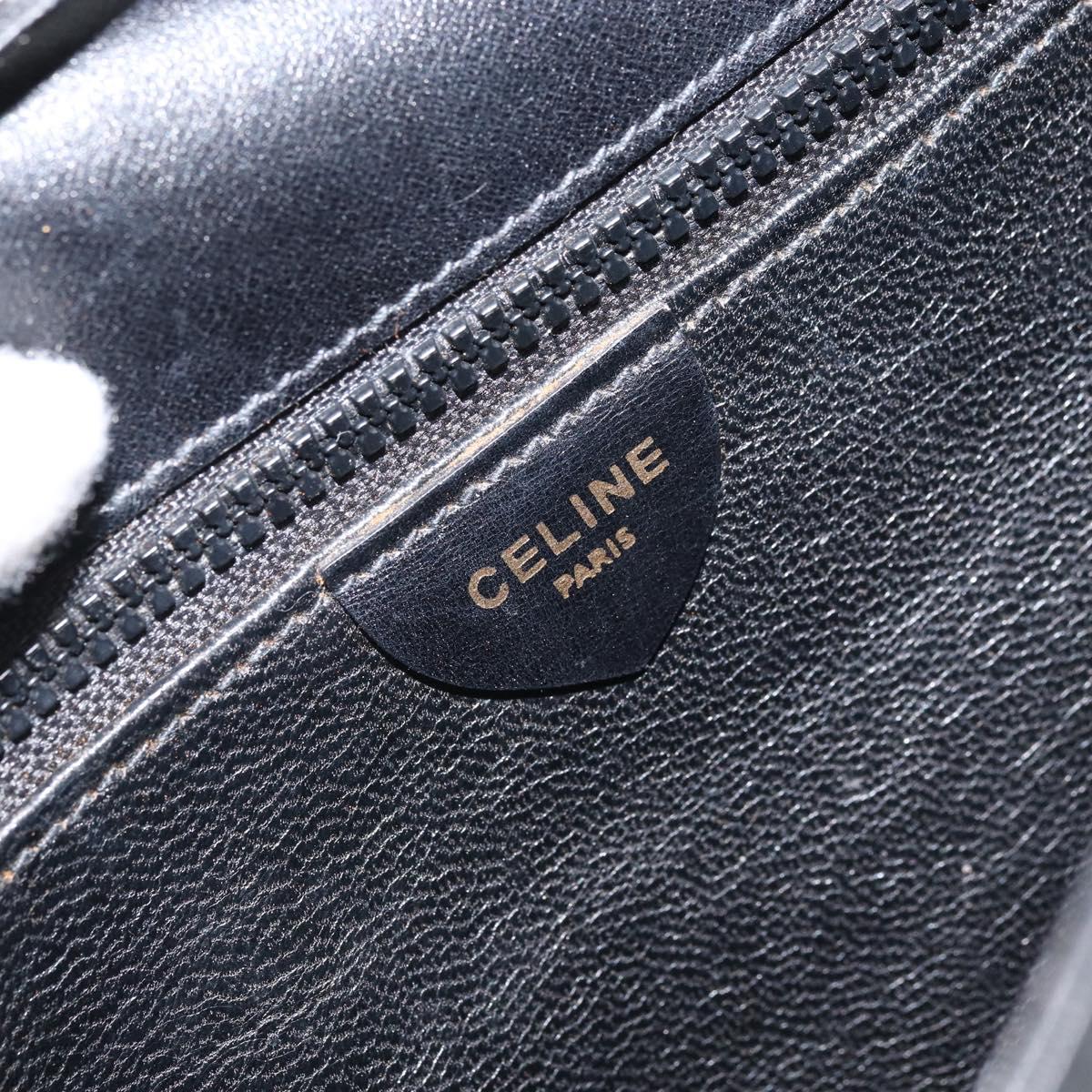 CELINE Shoulder Bag Leather Black Gold Auth ki6485