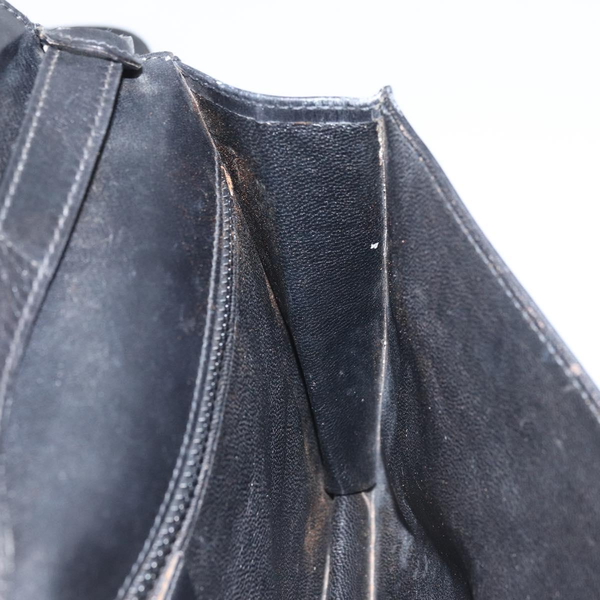 CELINE Shoulder Bag Leather Black Gold Auth ki6485