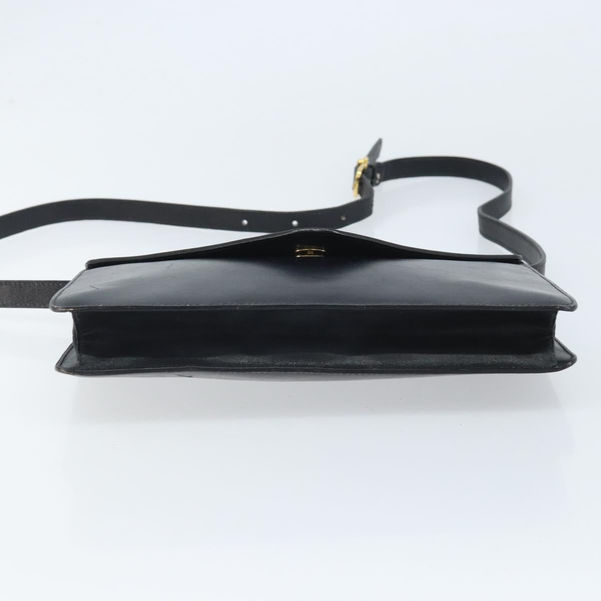 CELINE Shoulder Bag Leather Black Gold Auth ki6485