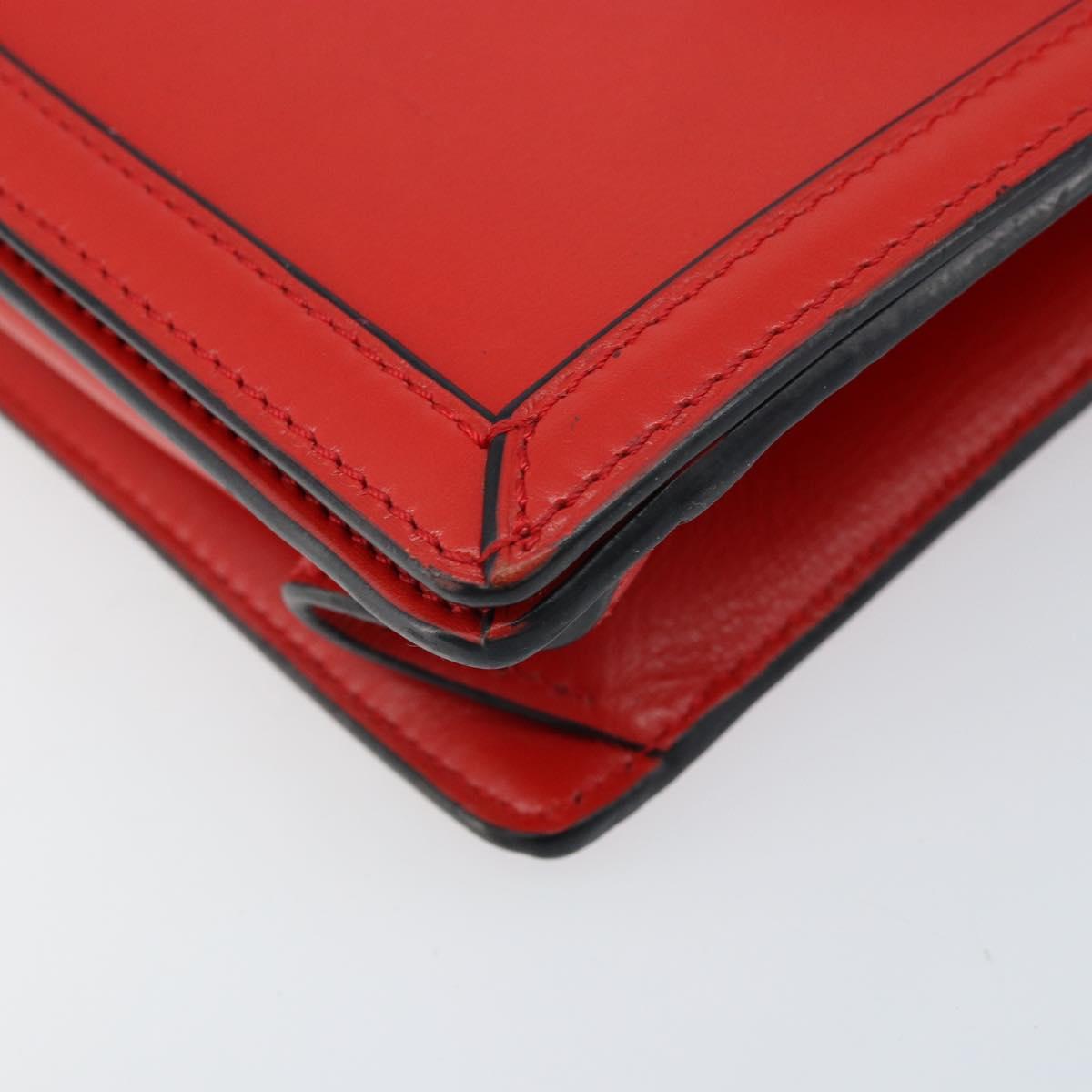 LOEWE Shoulder Bag Leather Red Gold Auth ki6486