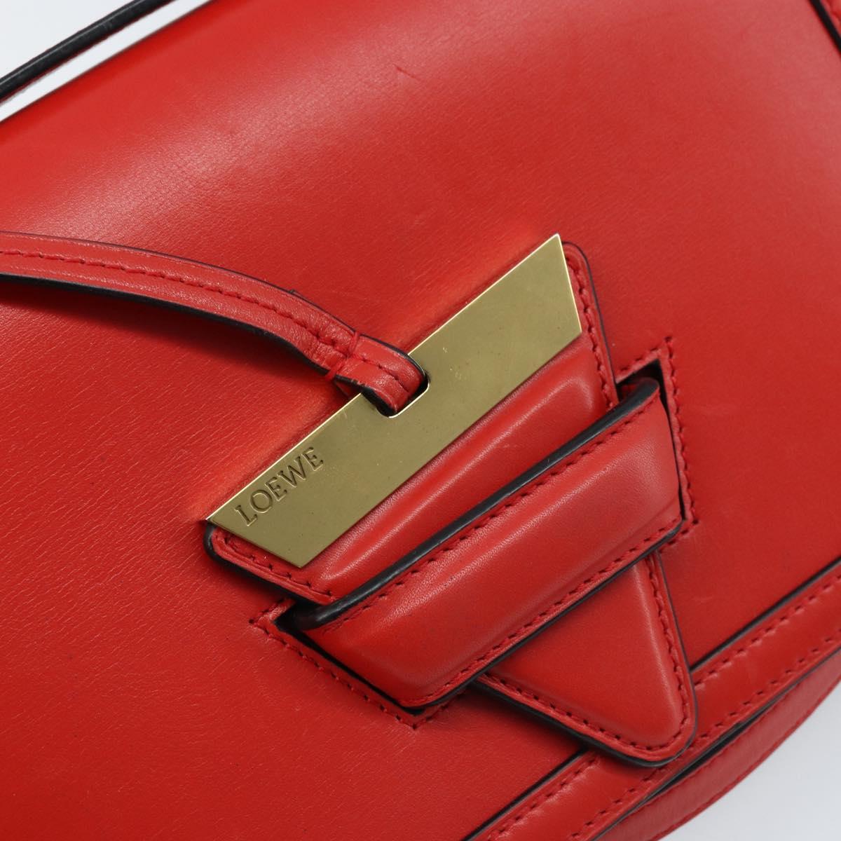 LOEWE Shoulder Bag Leather Red Gold Auth ki6486