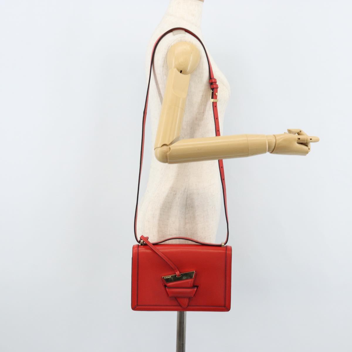 LOEWE Shoulder Bag Leather Red Gold Auth ki6486