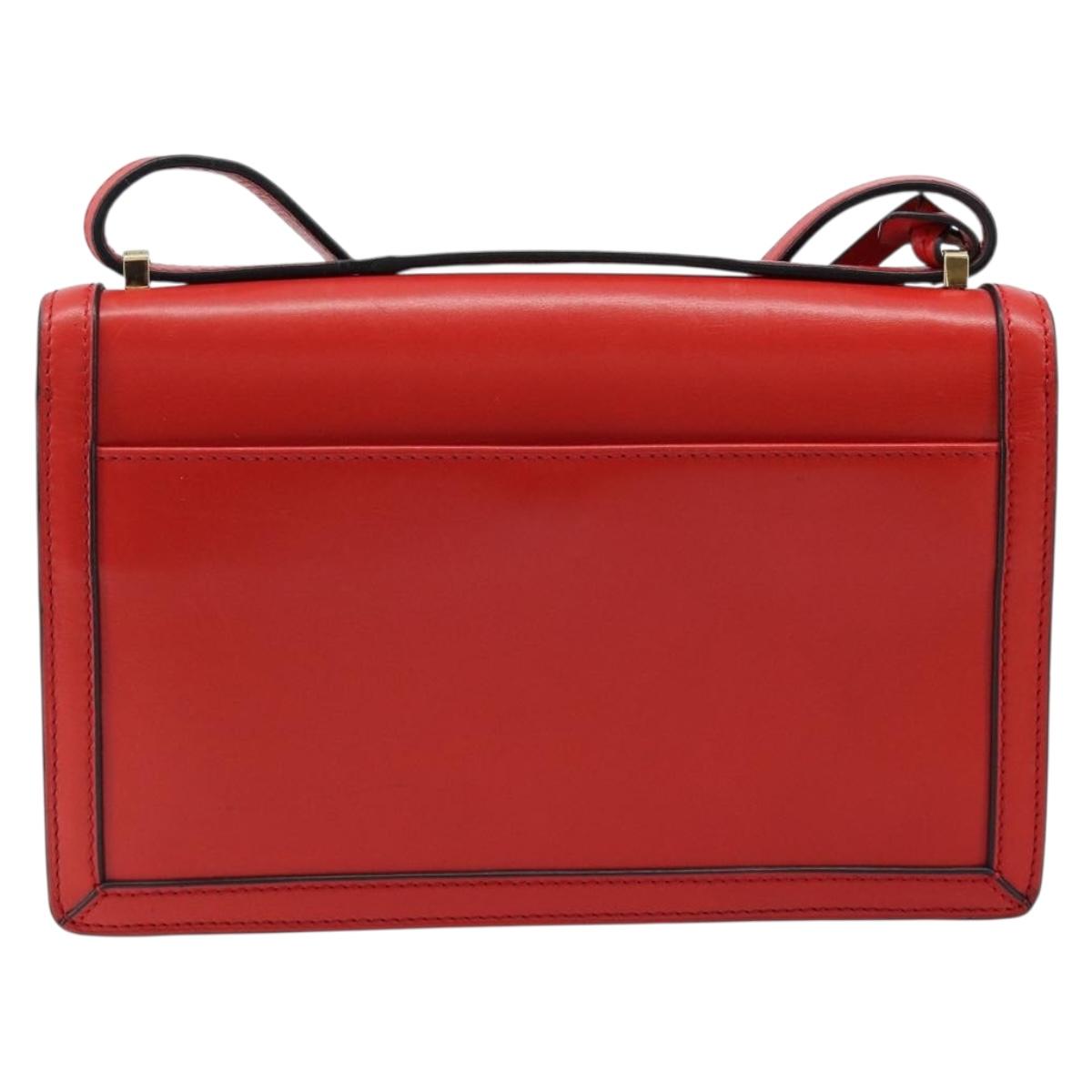 LOEWE Shoulder Bag Leather Red Gold Auth ki6486