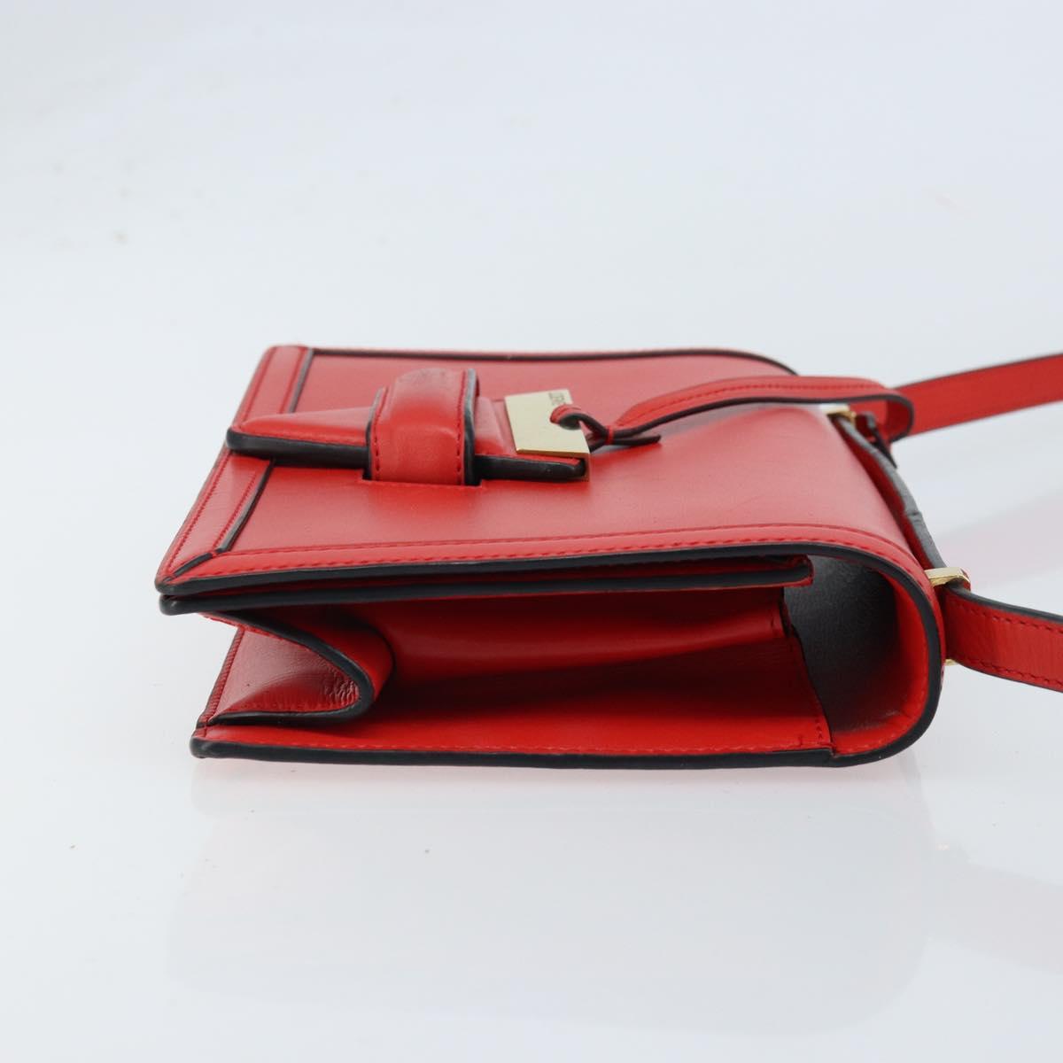 LOEWE Shoulder Bag Leather Red Gold Auth ki6486