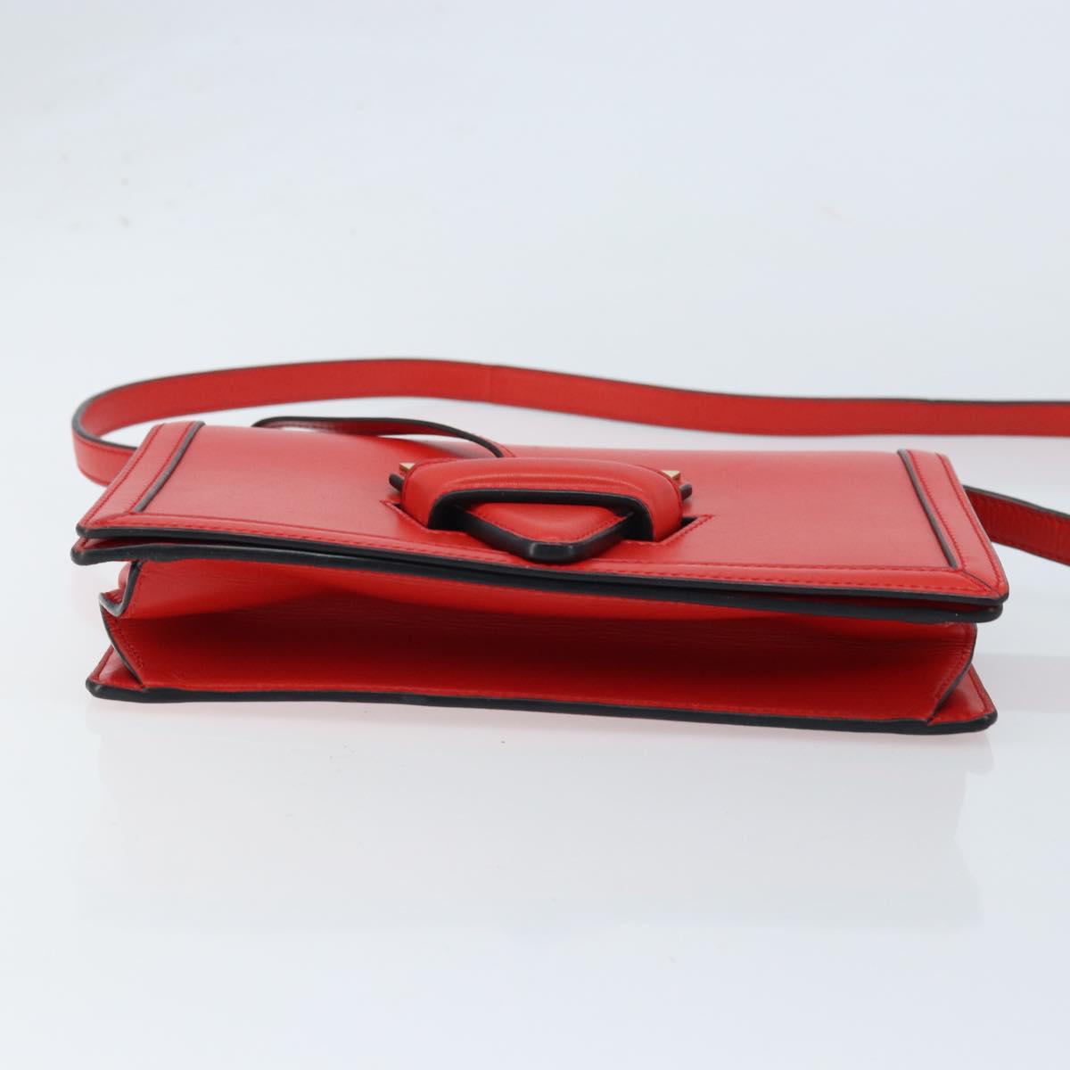 LOEWE Shoulder Bag Leather Red Gold Auth ki6486