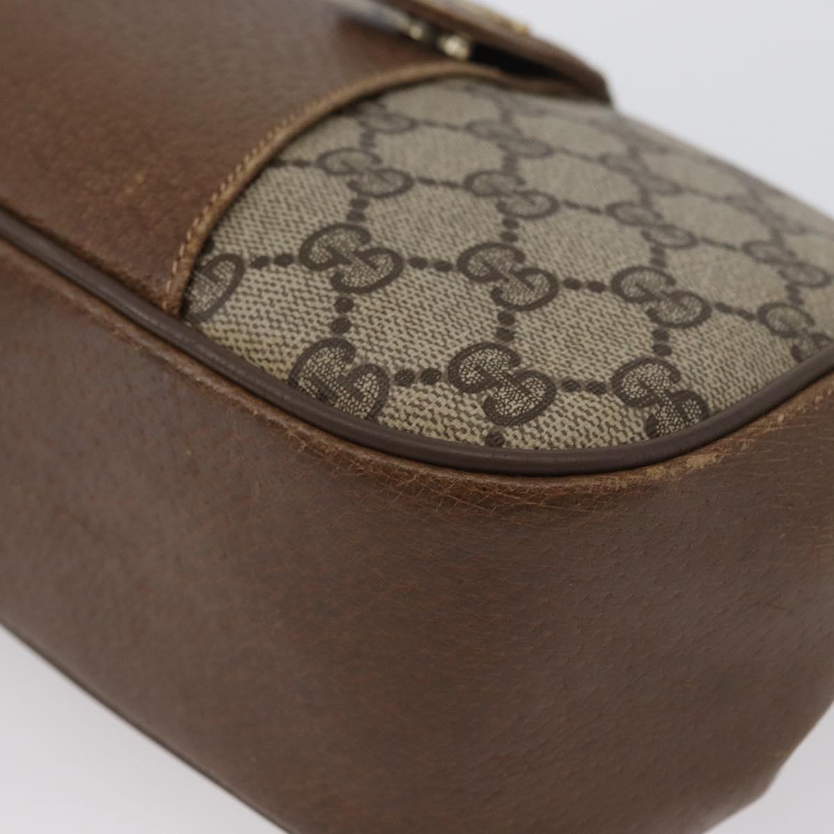 GUCCI Web Sherry Line GG Supreme Bag PVC Beige Gold 66 02 024 Auth ki6488