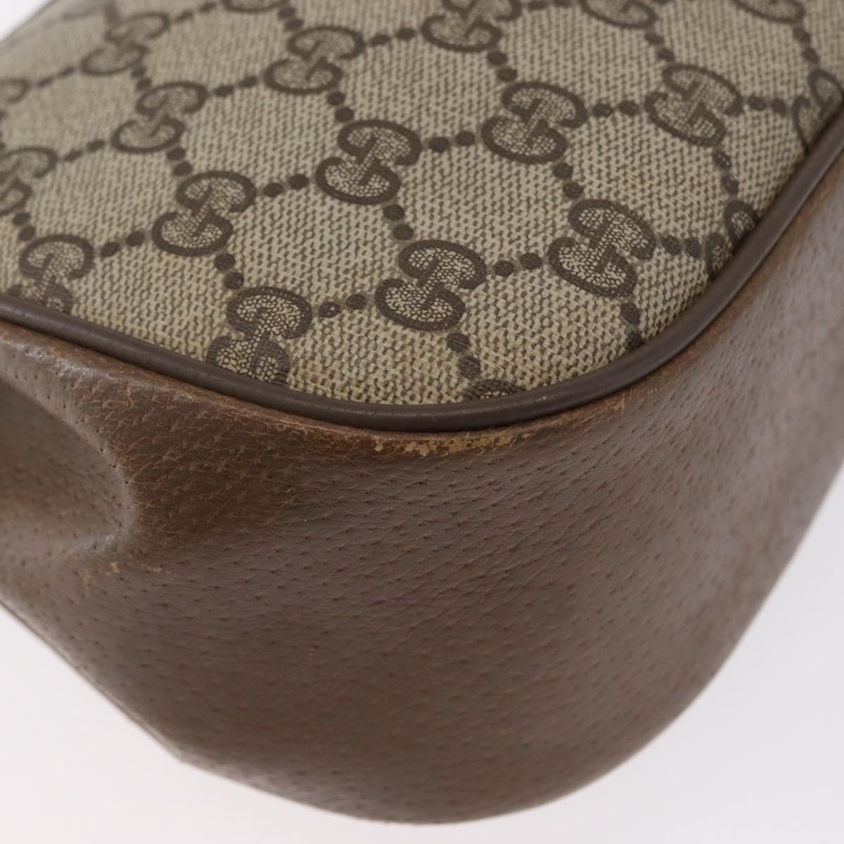 GUCCI Web Sherry Line GG Supreme Bag PVC Beige Gold 66 02 024 Auth ki6488