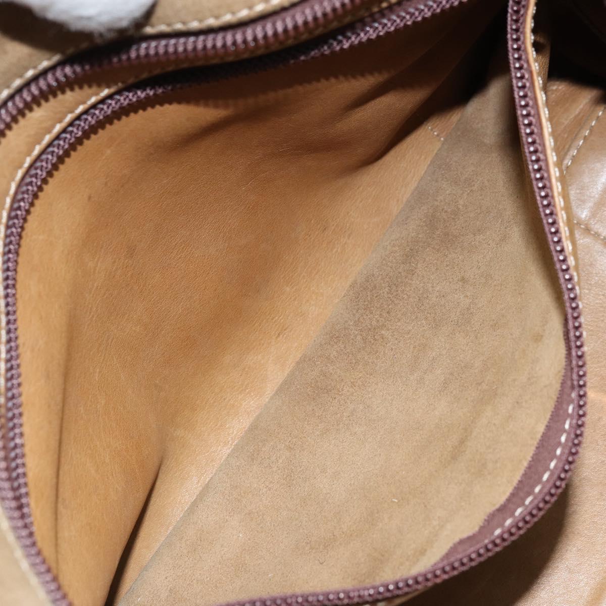 LOEWE Anagram Boston Bag Suede Leather Brown Gold Auth ki6491