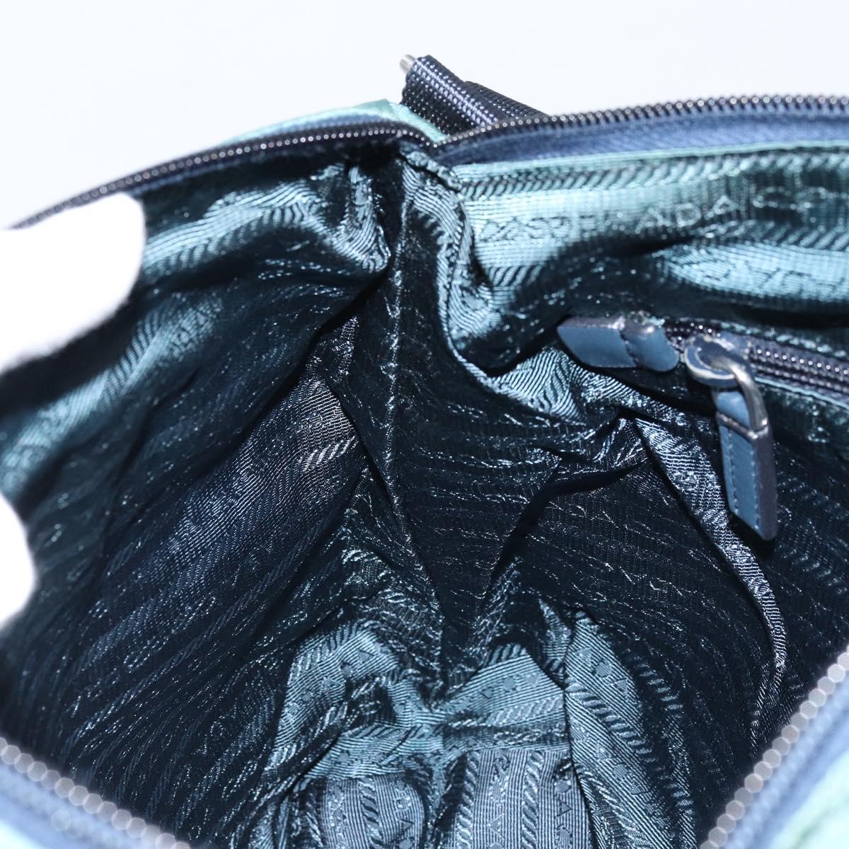 PRADA Shoulder Bag Nylon Blue Silver Auth ki6494