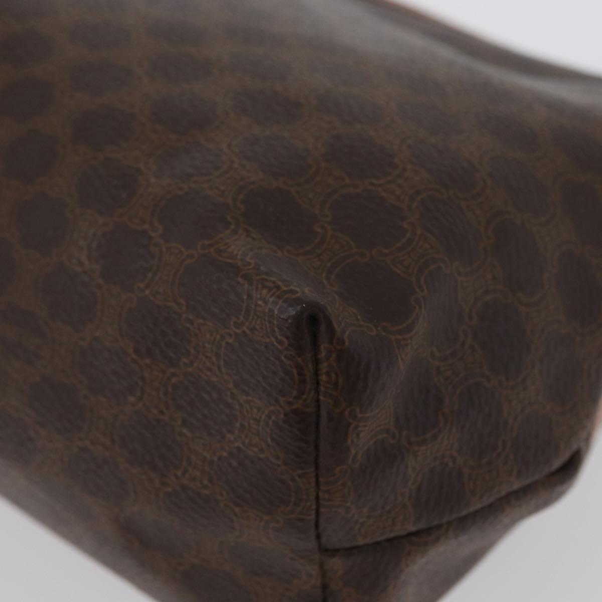 CELINE Macadam Canvas Pouch PVC Leather Brown Gold Auth ki6495