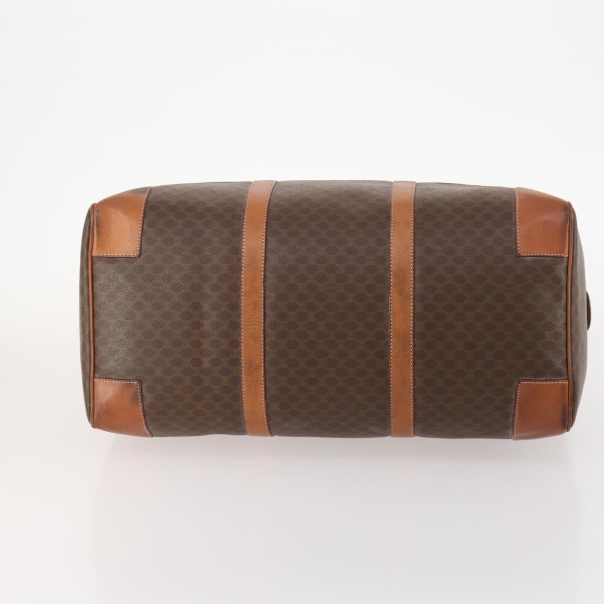 CELINE Macadam Canvas Boston Bag PVC Leather Brown Gold Auth ki6500