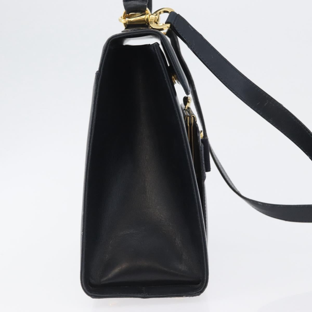 Salvatore Ferragamo Hand Bag Leather 2way Navy Gold Auth ki6504