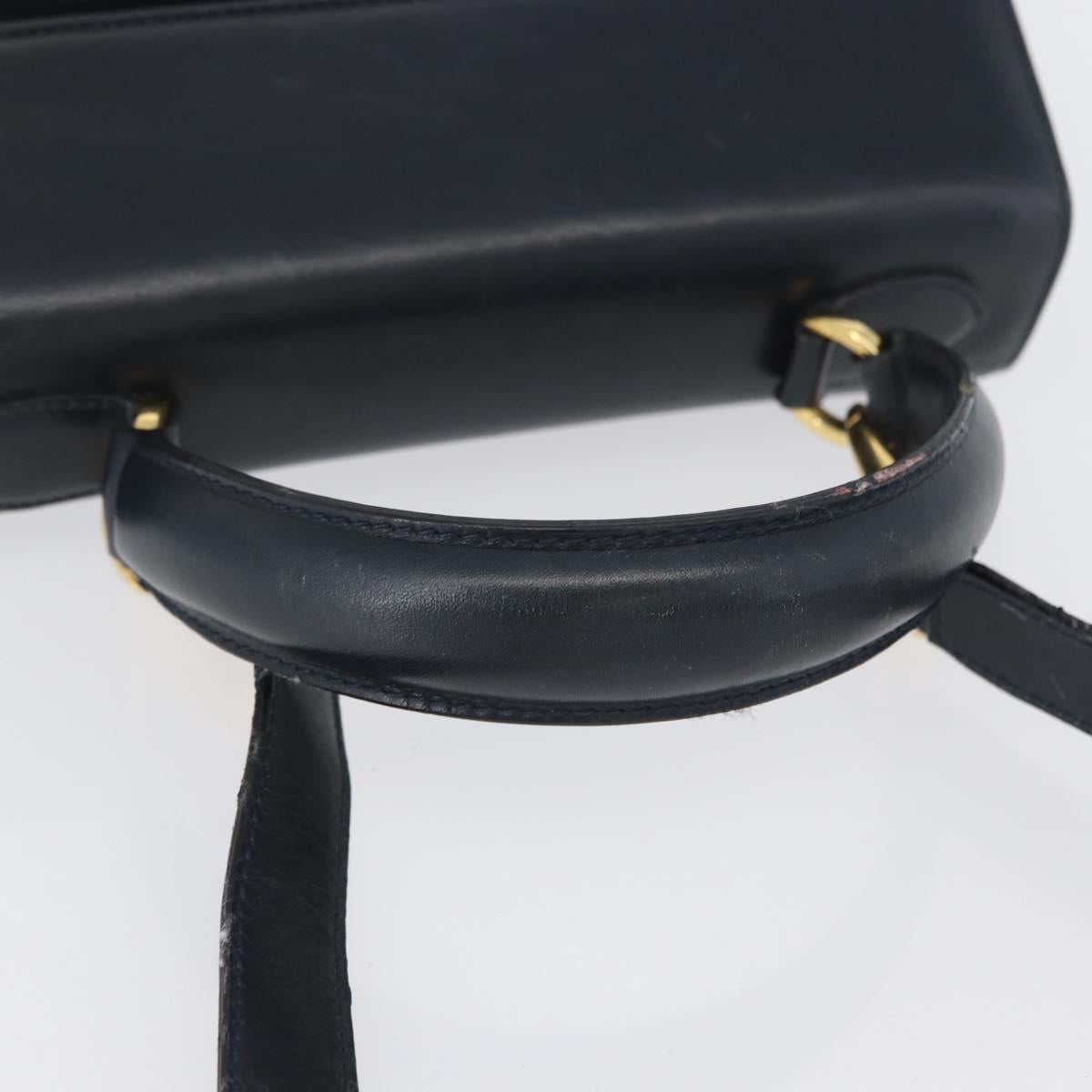 Salvatore Ferragamo Hand Bag Leather 2way Navy Gold Auth ki6504