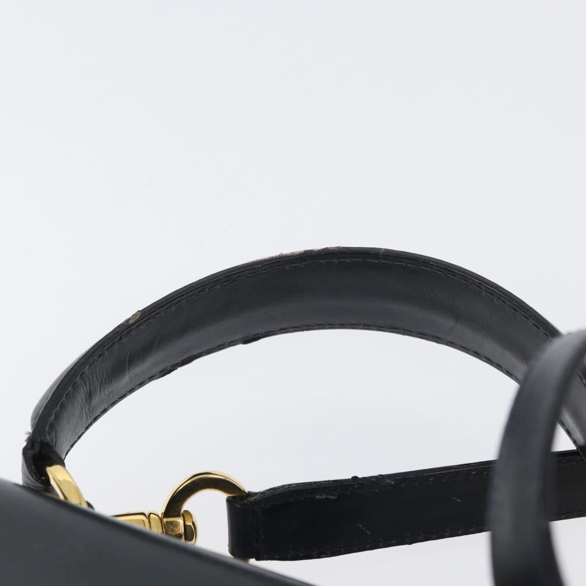 Salvatore Ferragamo Hand Bag Leather 2way Navy Gold Auth ki6504
