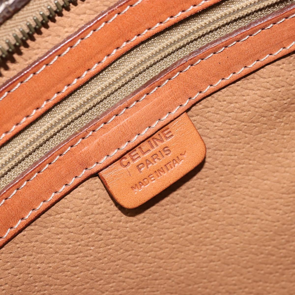 CELINE Macadam Canvas Tote Bag PVC Leather Brown Gold Auth ki6506