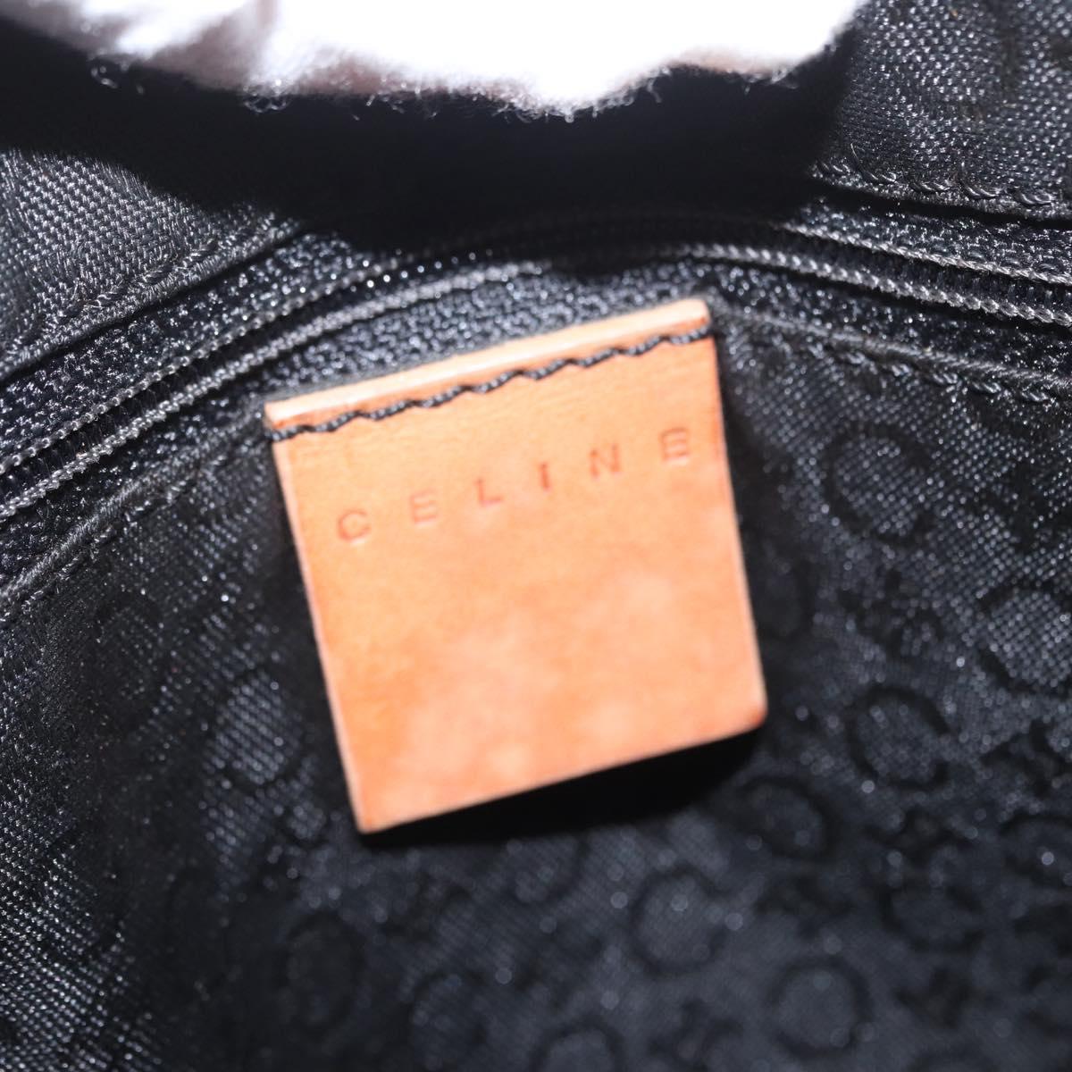 CELINE C Macadam Canvas Shoulder Bag Suede Leather Black Silver Auth ki6507