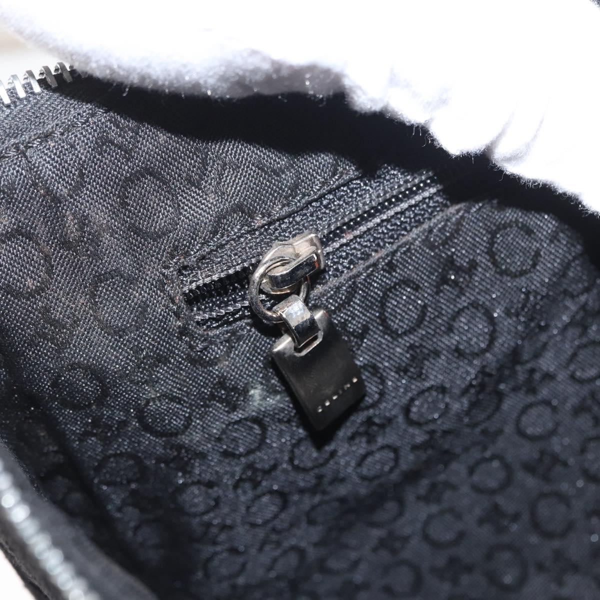 CELINE C Macadam Canvas Shoulder Bag Suede Leather Black Silver Auth ki6507