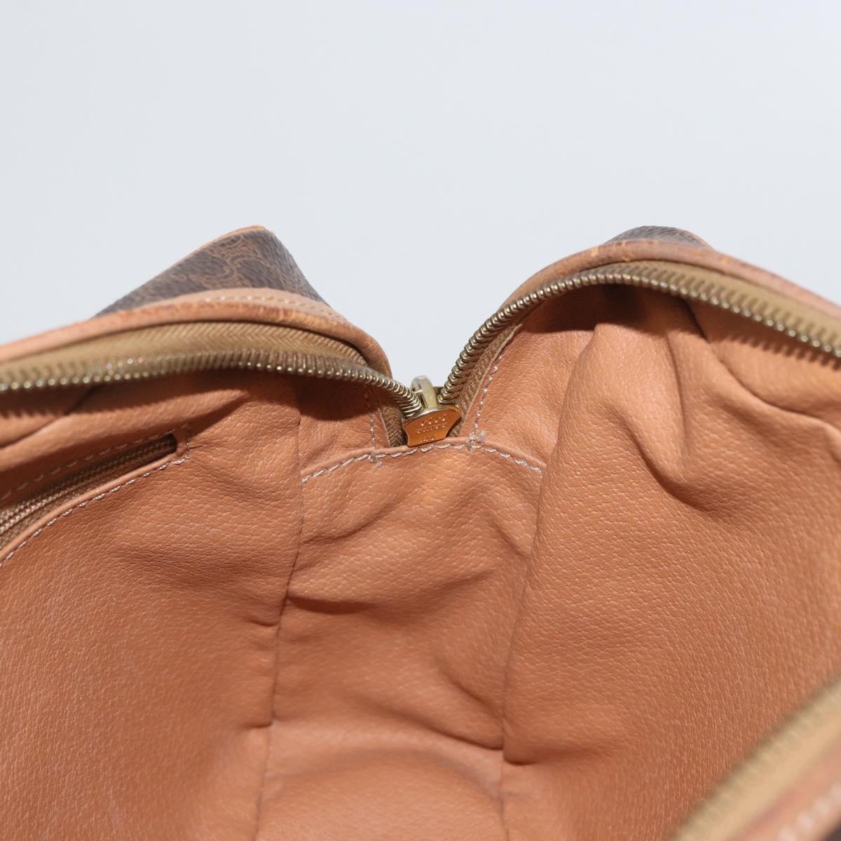 CELINE Macadam Canvas Shoulder Bag PVC Leather Brown Gold Auth ki6508