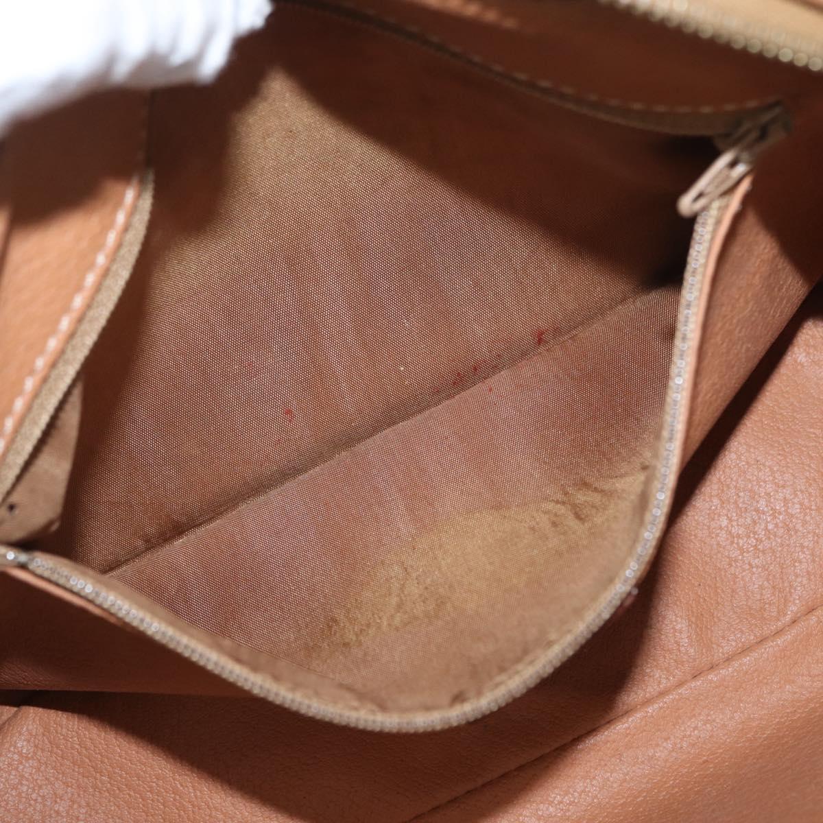 CELINE Macadam Canvas Shoulder Bag PVC Leather Brown Gold Auth ki6508