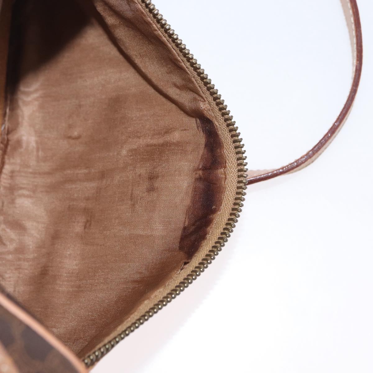 CELINE Macadam Canvas Shoulder Bag PVC Leather Brown Gold Auth ki6508
