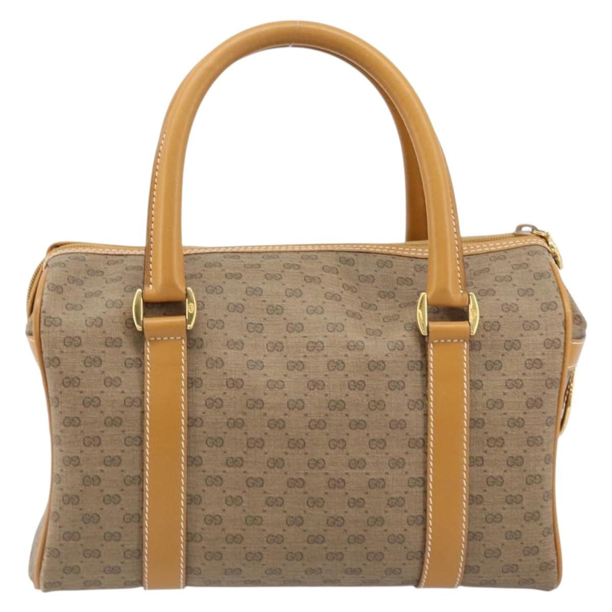 GUCCI Micro GG Supreme Mini Boston Bag PVC Beige Gold 000 39 0158 Auth ki6510