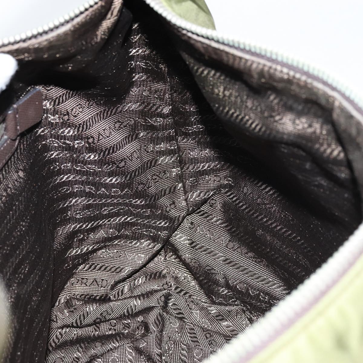 PRADA Shoulder Bag Nylon Silver Khaki Auth ki6511