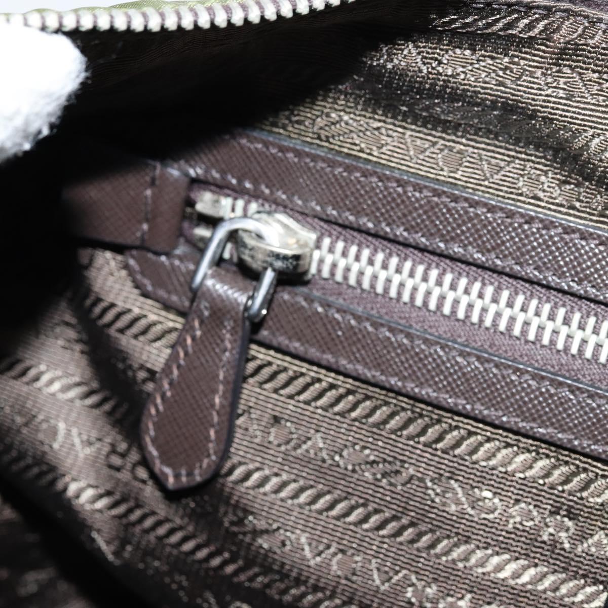 PRADA Shoulder Bag Nylon Silver Khaki Auth ki6511