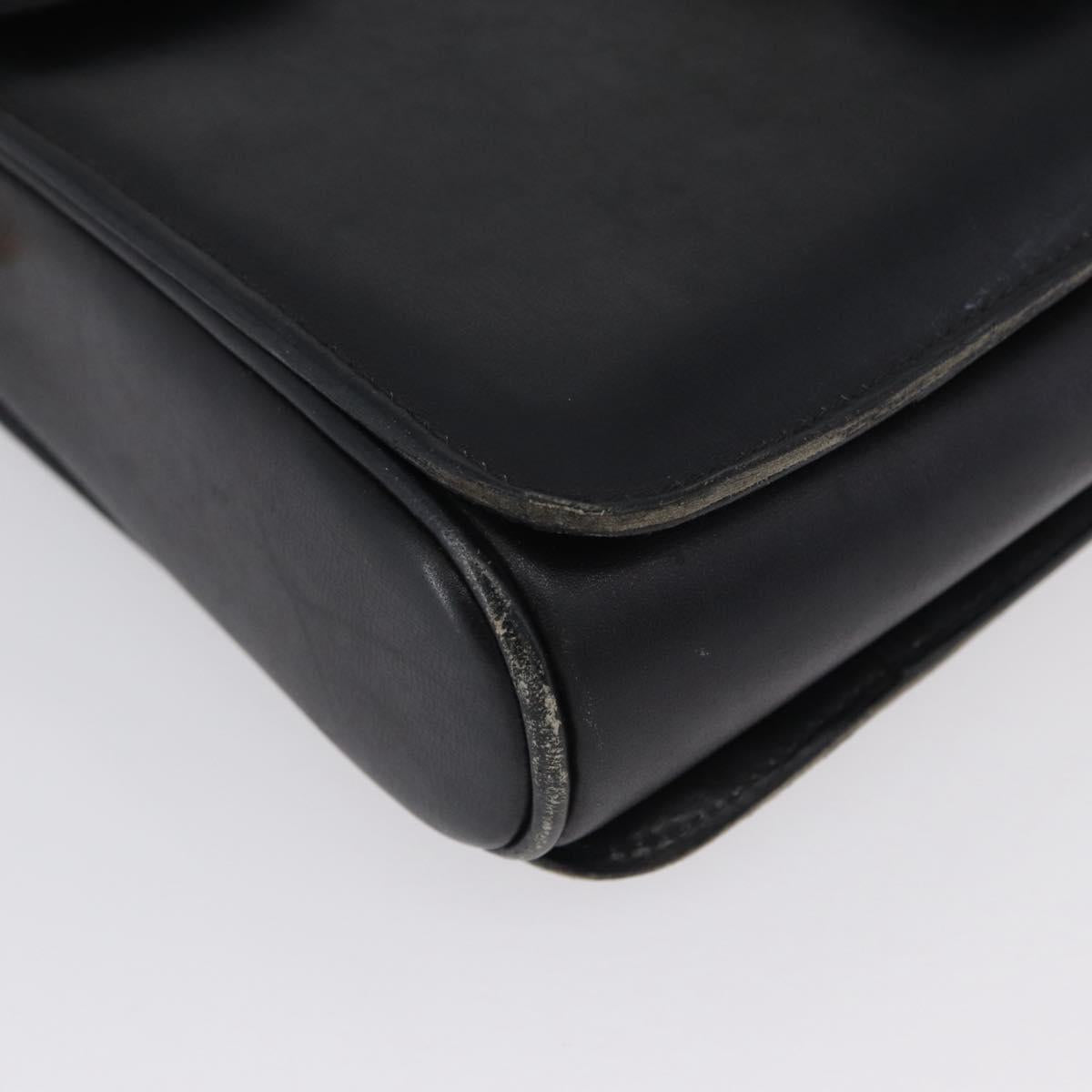 CELINE Horse Carriage Shoulder Bag Leather Black Gold Auth ki6513