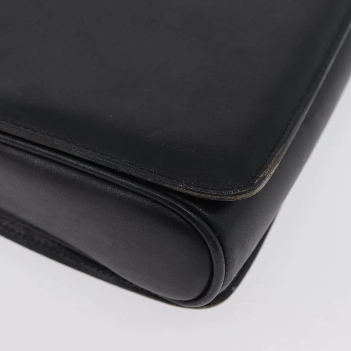 CELINE Horse Carriage Shoulder Bag Leather Black Gold Auth ki6513