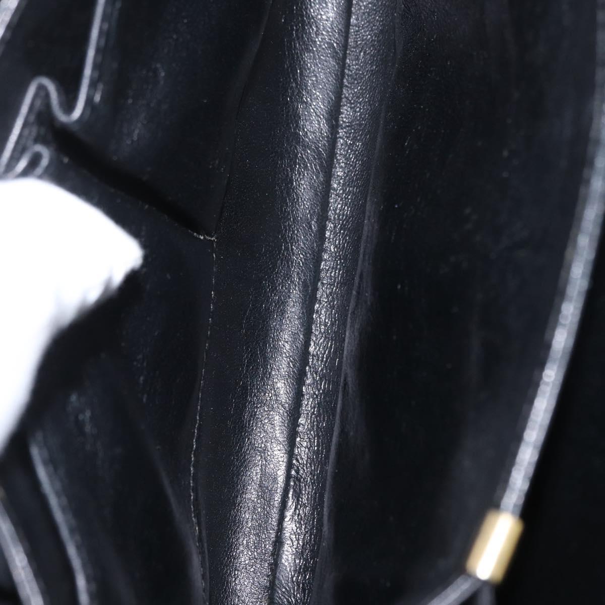 CELINE Horse Carriage Shoulder Bag Leather Black Gold Auth ki6513