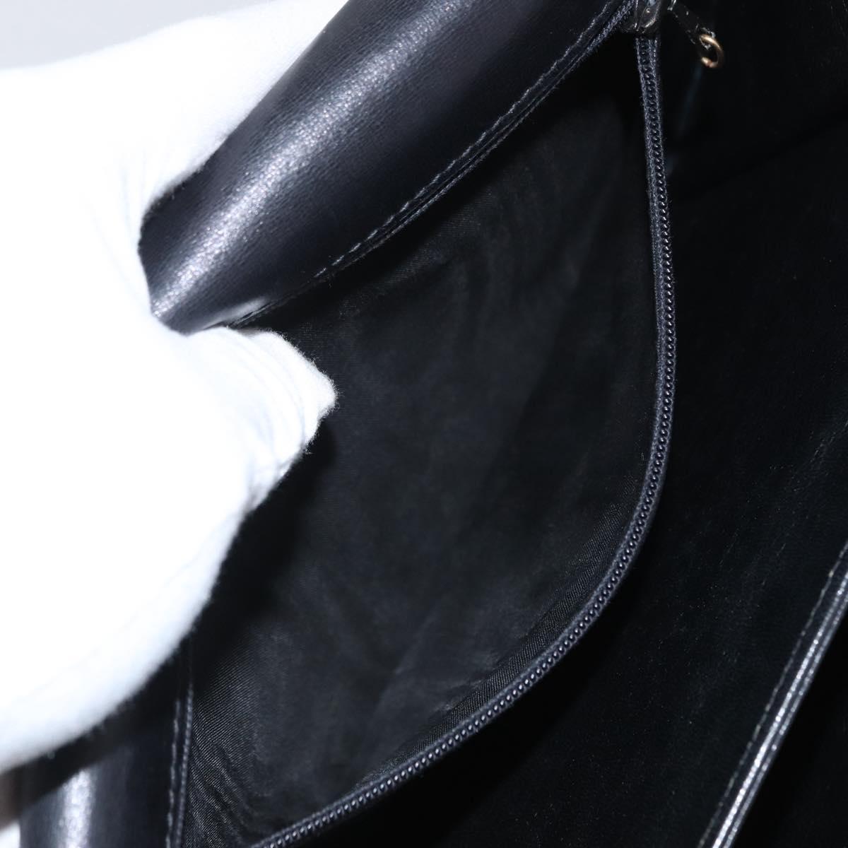 CELINE Horse Carriage Shoulder Bag Leather Black Gold Auth ki6513