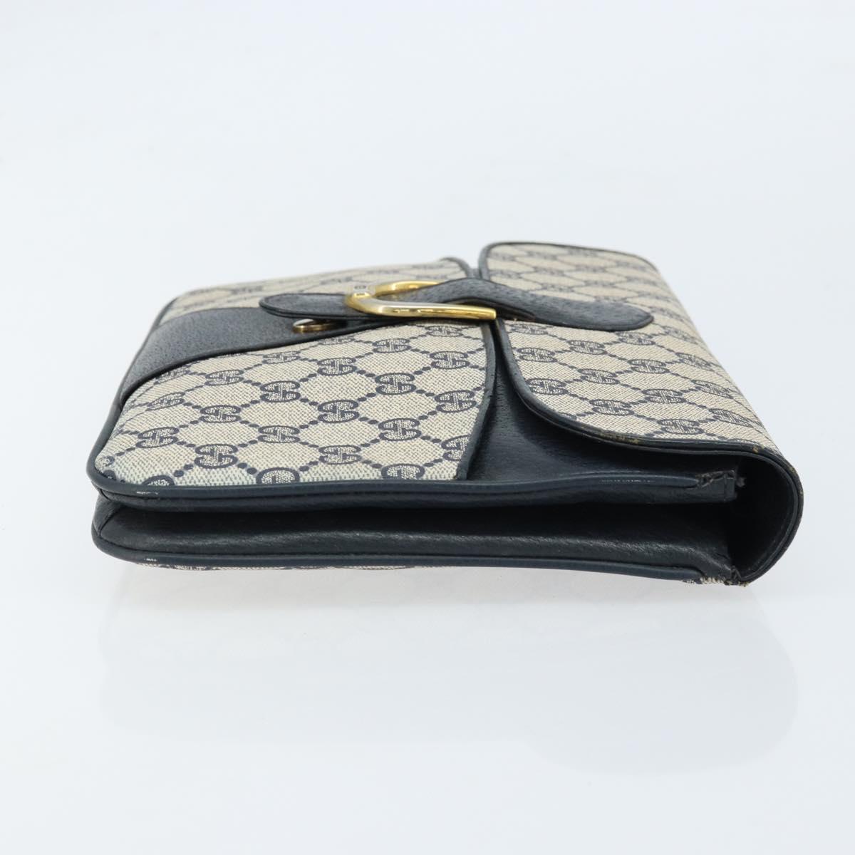 GUCCI GG Supreme Clutch Bag PVC Navy Gold 904 02 025 Auth ki6514