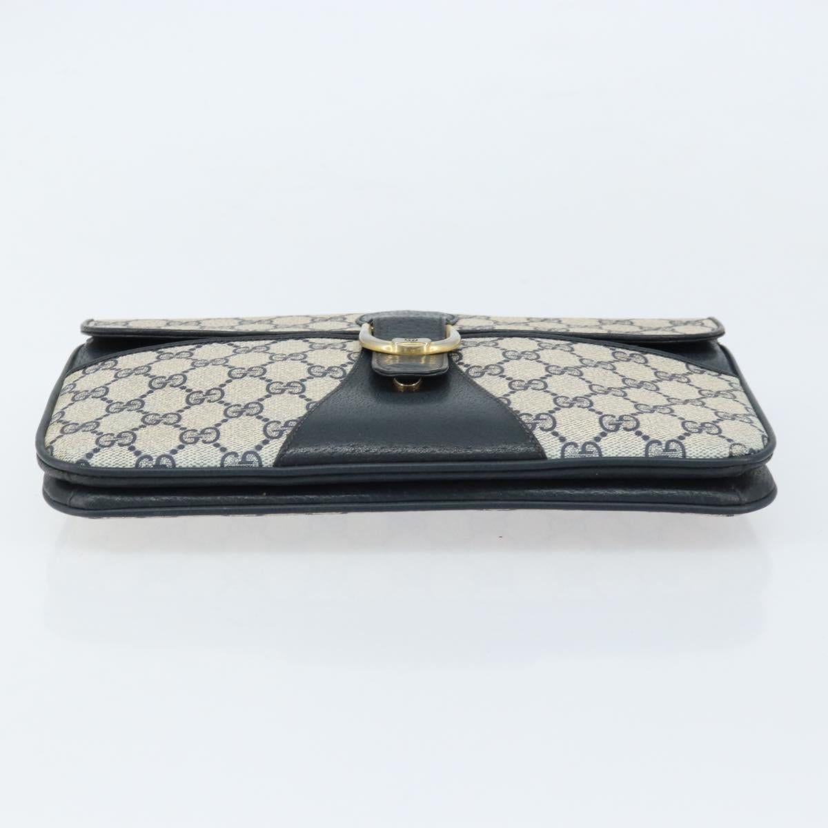 GUCCI GG Supreme Clutch Bag PVC Navy Gold 904 02 025 Auth ki6514