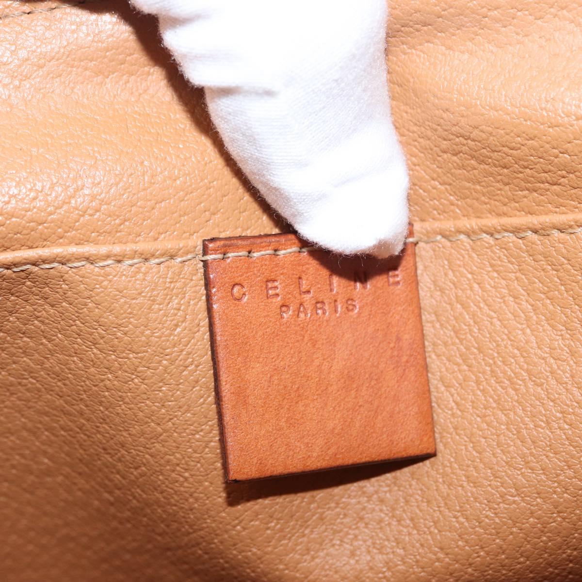 CELINE Macadam Canvas Pouch PVC Leather Brown Gold Auth ki6520