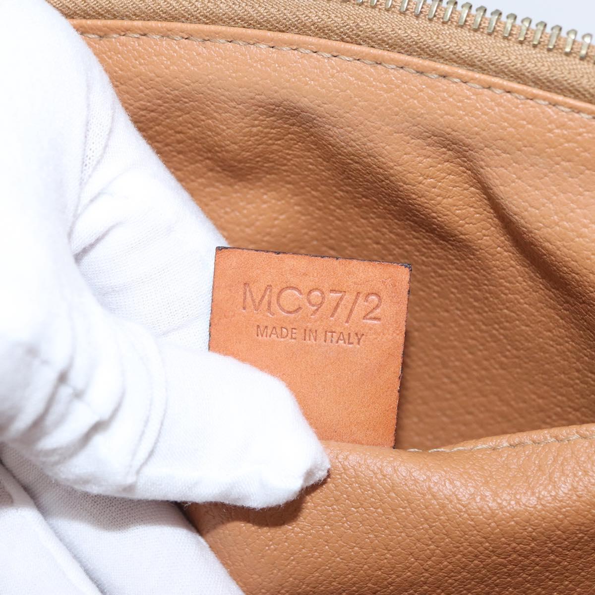 CELINE Macadam Canvas Pouch PVC Leather Brown Gold Auth ki6520