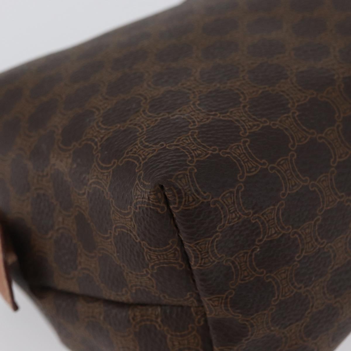 CELINE Macadam Canvas Pouch PVC Leather Brown Gold Auth ki6520