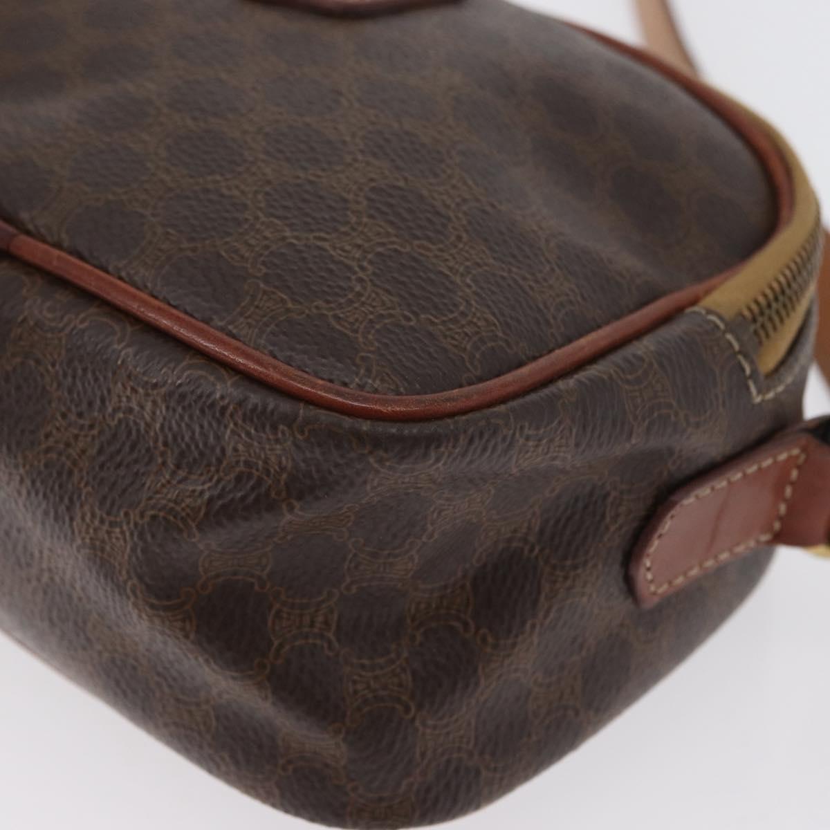 CELINE Macadam Canvas Hand Bag PVC Leather 2way Brown Gold Auth ki6521