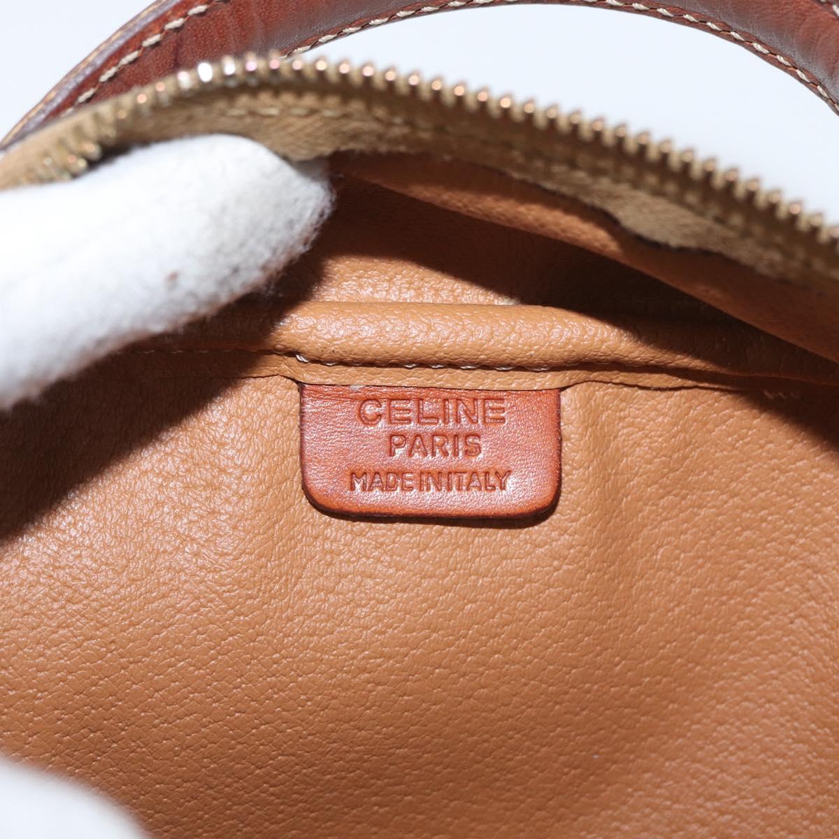 CELINE Macadam Canvas Hand Bag PVC Leather 2way Brown Gold Auth ki6521