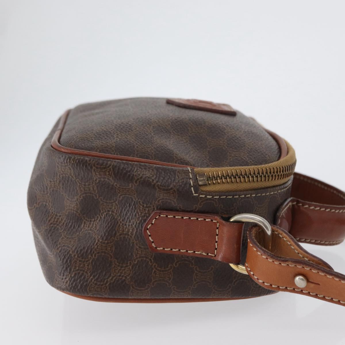 CELINE Macadam Canvas Hand Bag PVC Leather 2way Brown Gold Auth ki6521