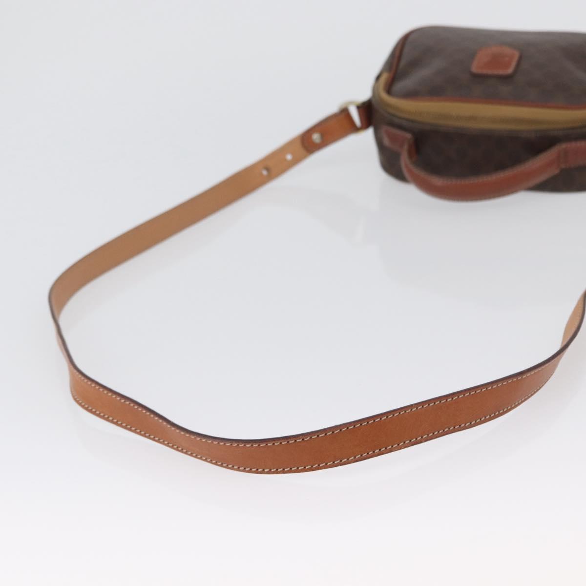 CELINE Macadam Canvas Hand Bag PVC Leather 2way Brown Gold Auth ki6521