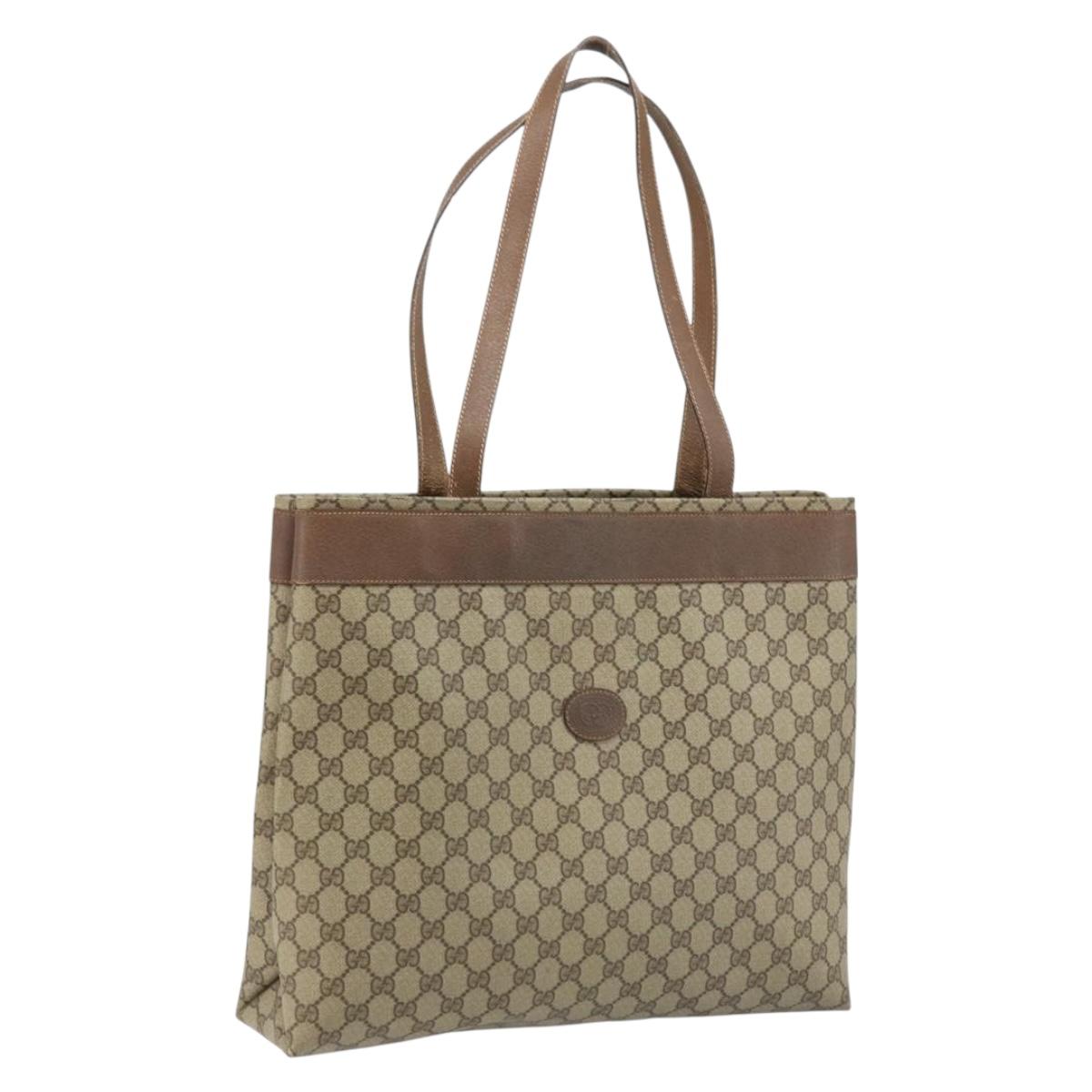 GUCCI GG Supreme Tote Bag PVC Beige 41 02 109 Auth ki6523
