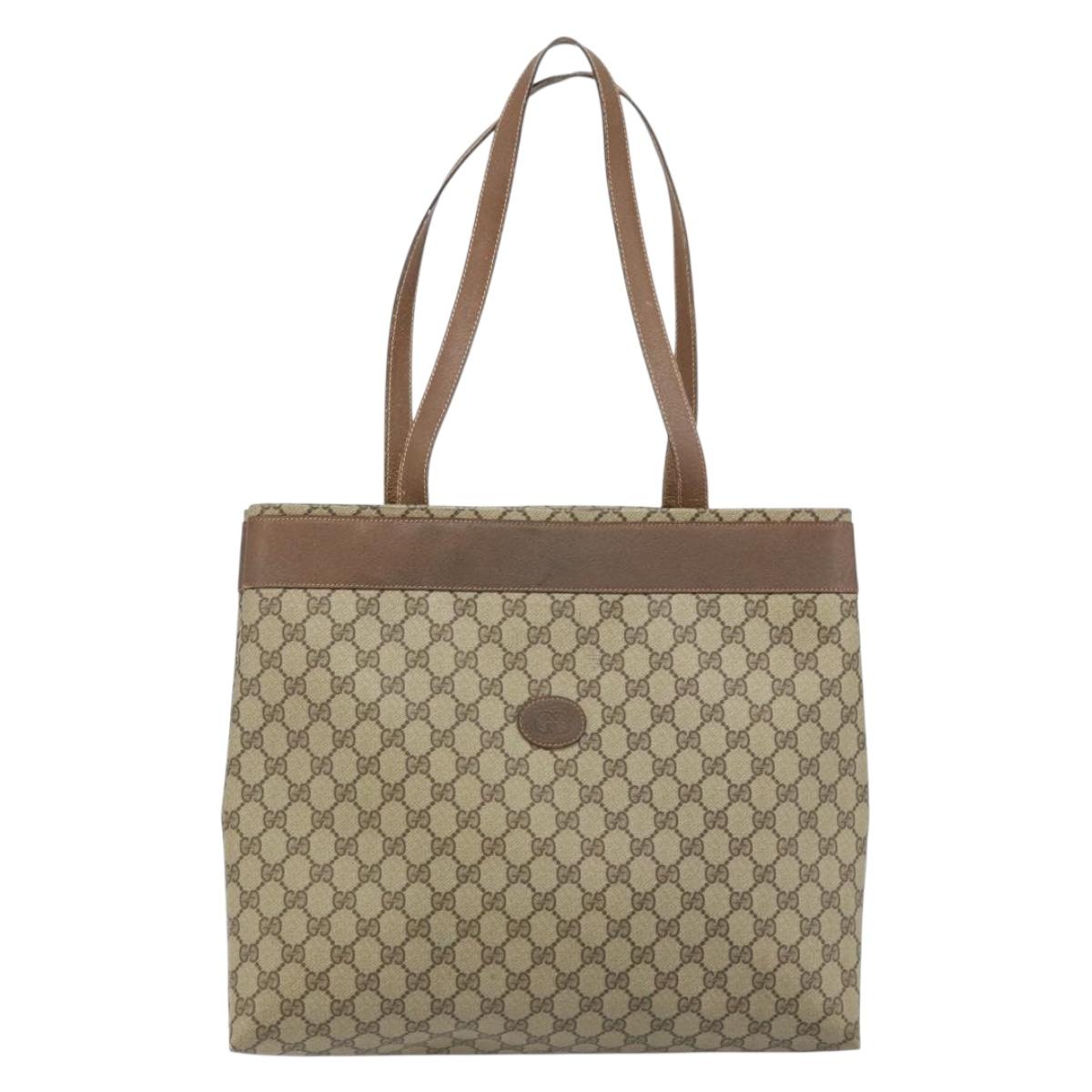 GUCCI GG Supreme Tote Bag PVC Beige 41 02 109 Auth ki6523