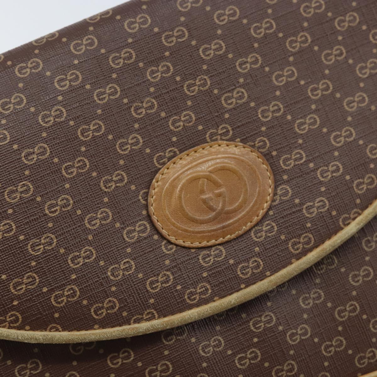 GUCCI Micro GG Supreme Shoulder Bag PVC Brown Gold Auth ki6524