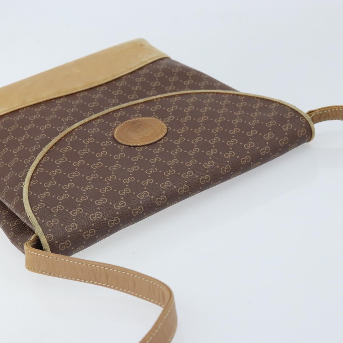 GUCCI Micro GG Supreme Shoulder Bag PVC Brown Gold Auth ki6524