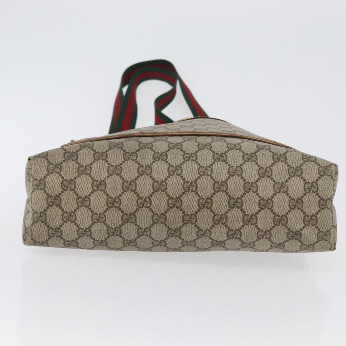 GUCCI GG Supreme Web Sherry Line Tote Bag PVC Beige Red 39 02 003 Auth ki6528