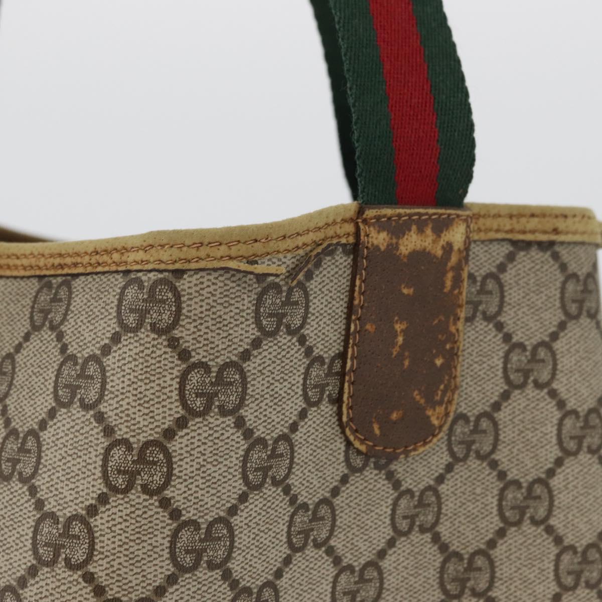GUCCI GG Supreme Web Sherry Line Tote Bag PVC Beige Red 39 02 003 Auth ki6528
