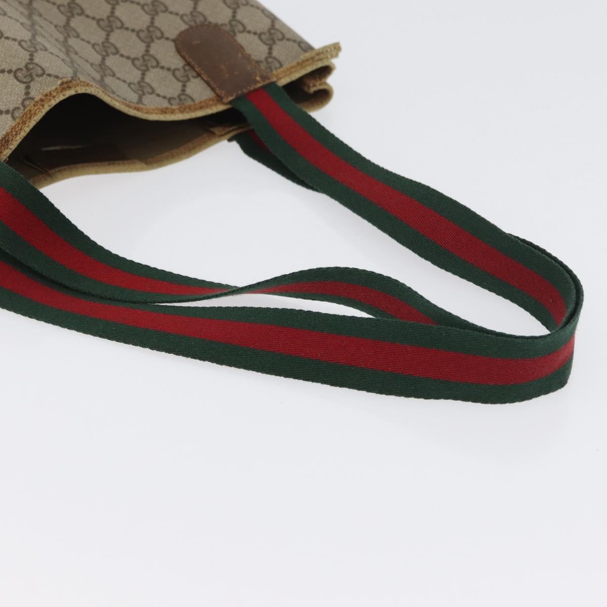 GUCCI GG Supreme Web Sherry Line Tote Bag PVC Beige Red 39 02 003 Auth ki6528