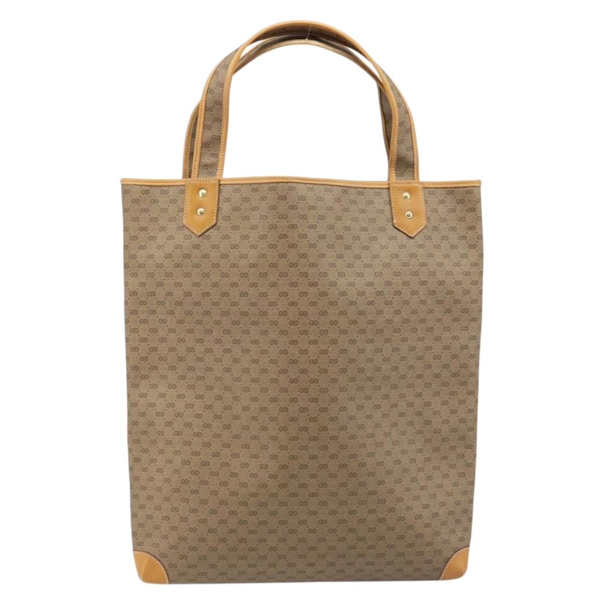 GUCCI Micro GG Supreme Tote Bag PVC Beige Gold 002 58 0054 Auth ki6529