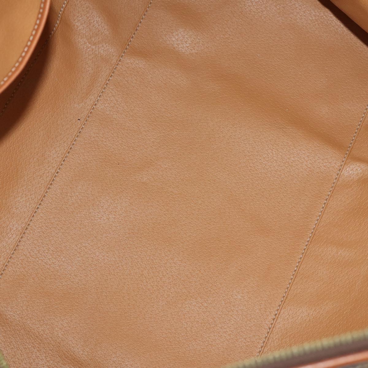 CELINE Macadam Canvas Boston Bag PVC Leather Brown Gold Auth ki6530